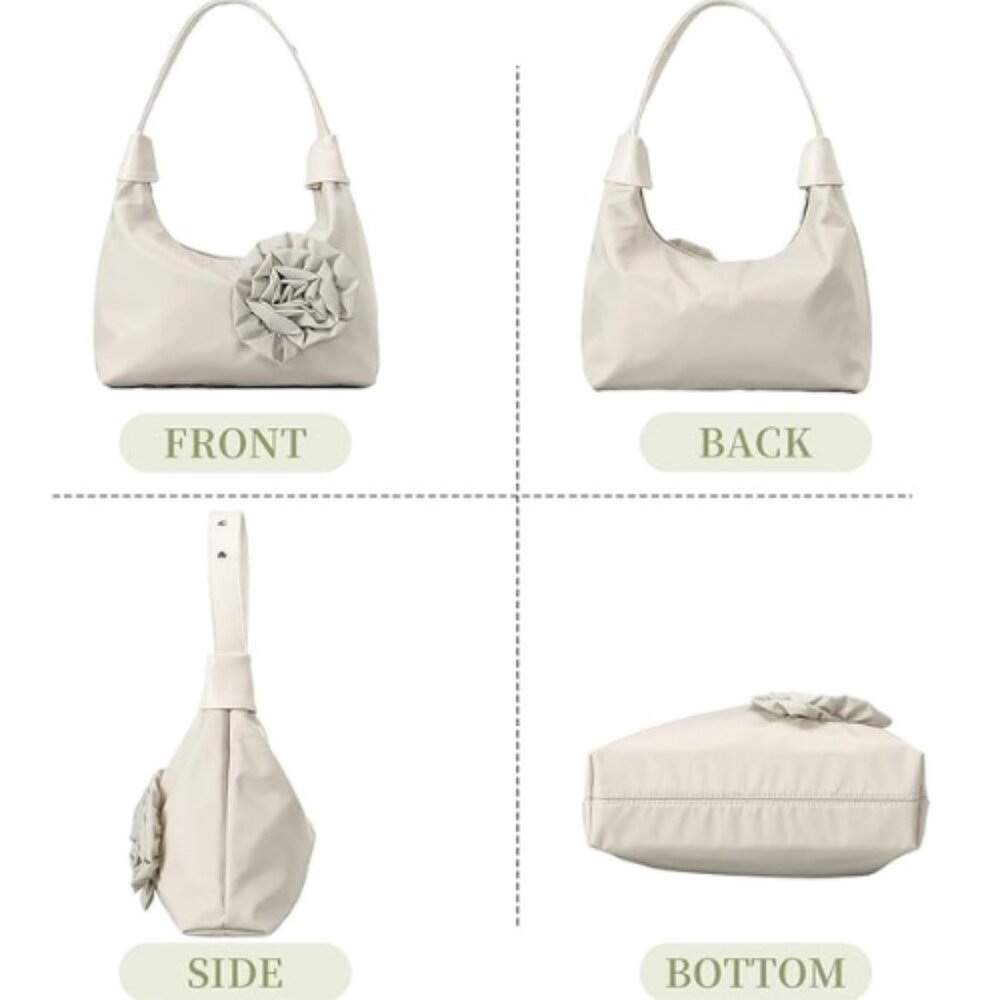 Nylon Shoulder Bag Women Small Purses Hobo Handbag Mini Clutch Purse Apricot - Picture 4 of 6